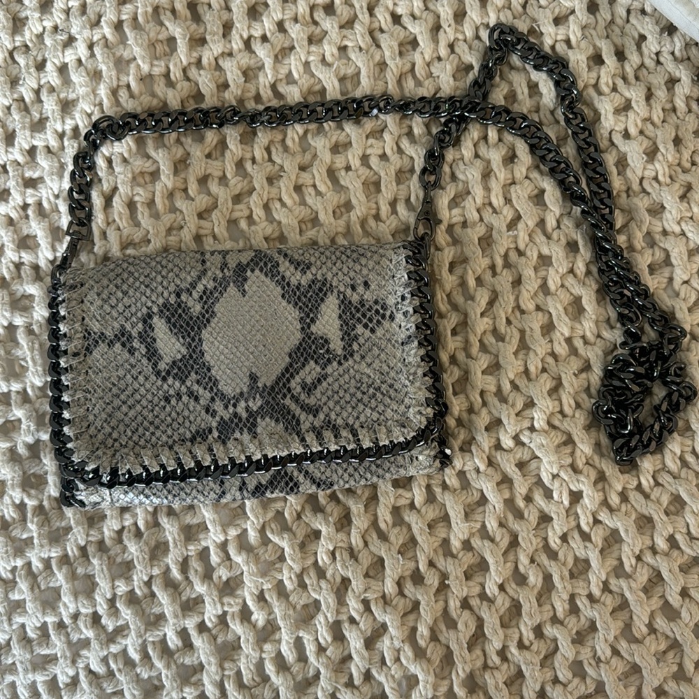 Faux snake skin genuine leather bag made in Italy
